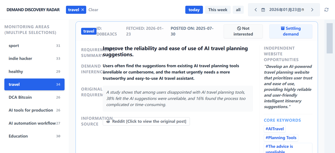 【ai-coding】A Verifiable Niche Discovery Tool for Indie Projects